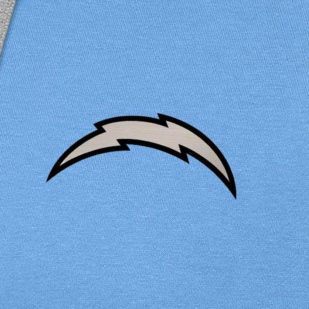 Los Angeles Chargers Antigua Brushed Carbon Victory Pullover Hoodie - Powder Blue Hoodies