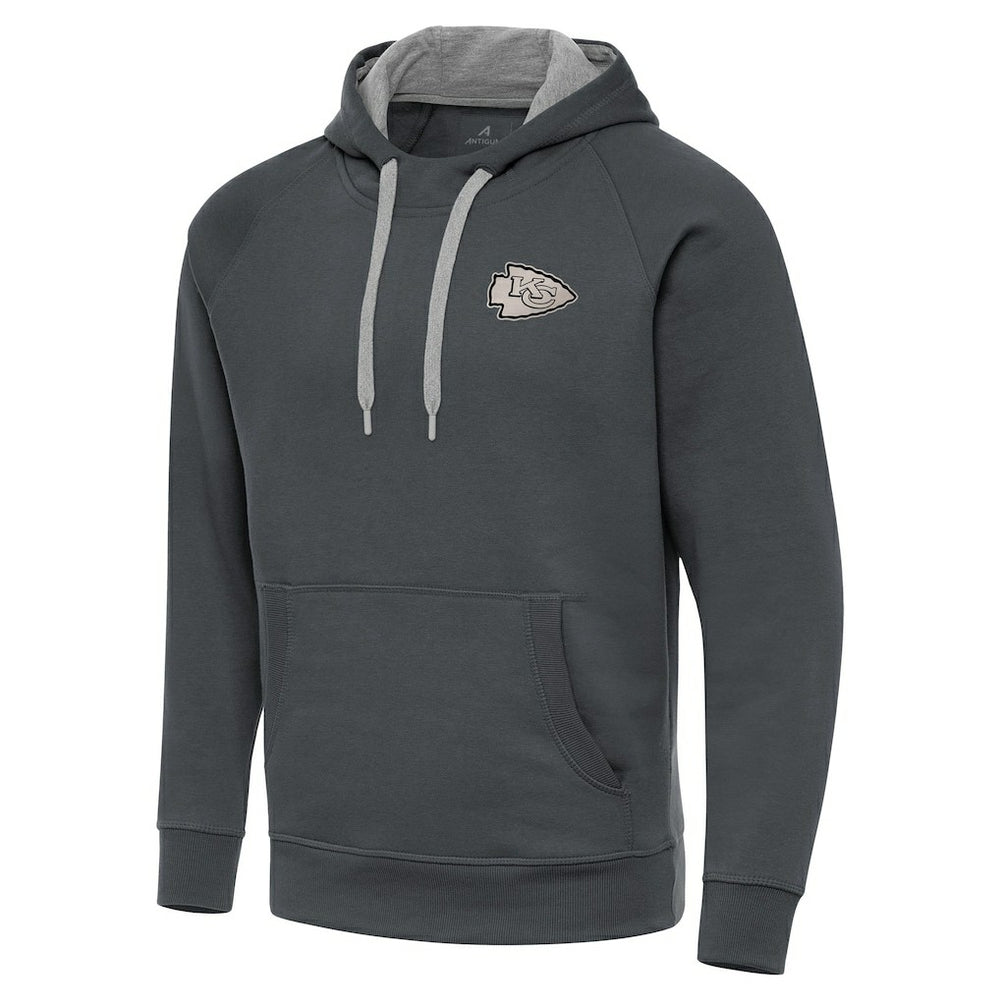 Kansas City Chiefs Antigua Brushed Carbon Victory Pullover Hoodie - Charcoal Hoodies