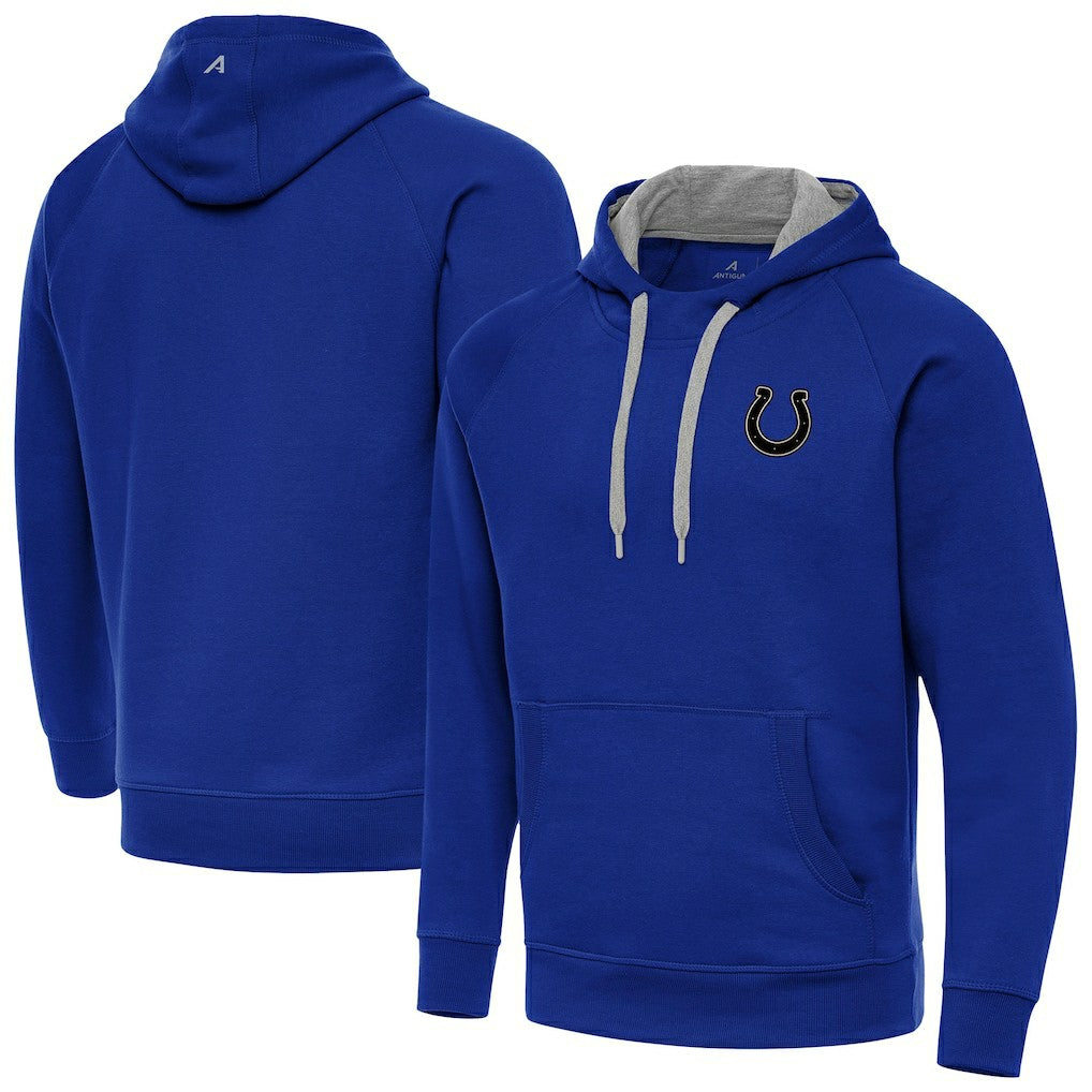 Indianapolis Colts Antigua Brushed Carbon Victory Pullover Hoodie - Royal Hoodies