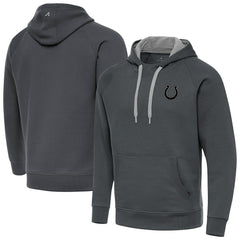 Indianapolis Colts Antigua Brushed Carbon Victory Pullover Hoodie - Charcoal Hoodies