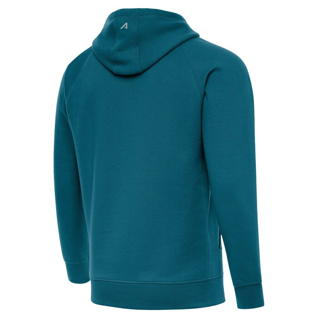 Jacksonville Jaguars Antigua Brushed Carbon Victory Pullover Hoodie - Teal Hoodies