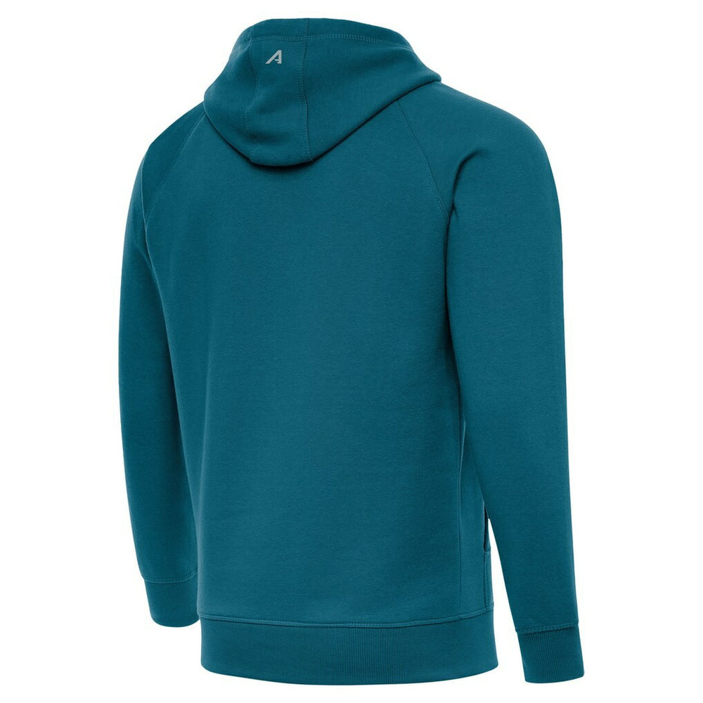 Jacksonville Jaguars Antigua Brushed Carbon Victory Pullover Hoodie - Teal Hoodies