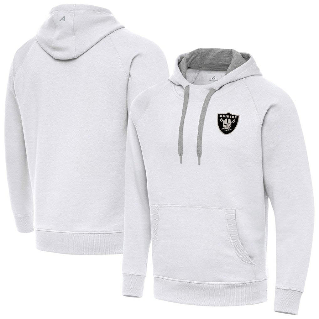 Las Vegas Raiders Antigua Brushed Carbon Victory Pullover Hoodie - White Hoodies