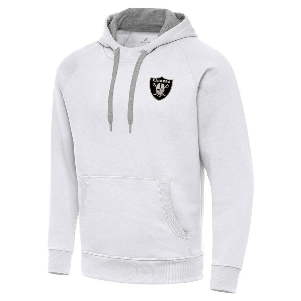 Las Vegas Raiders Antigua Brushed Carbon Victory Pullover Hoodie - White Hoodies