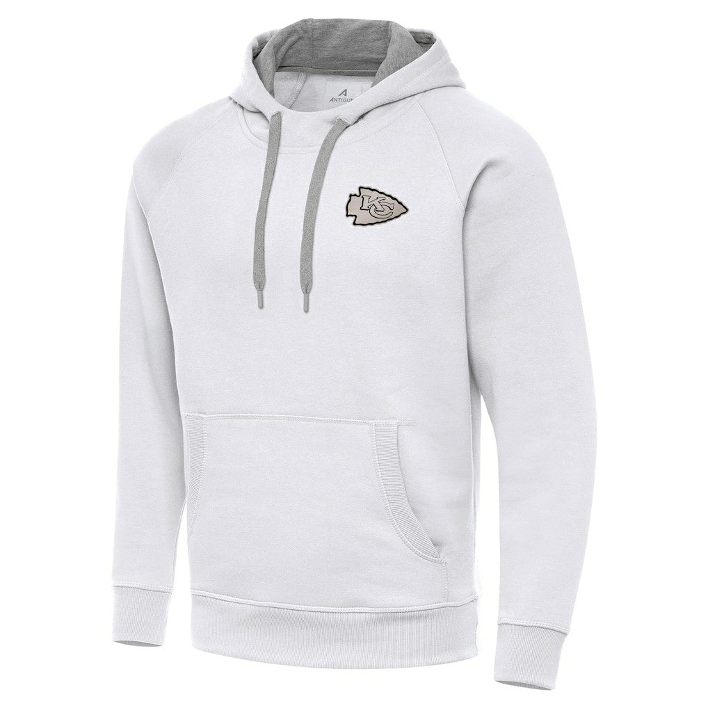 Kansas City Chiefs Antigua Brushed Carbon Victory Pullover Hoodie - White Hoodies