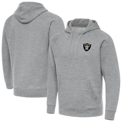 Las Vegas Raiders Antigua Brushed Carbon Victory Pullover Hoodie - Heather Gray Hoodies