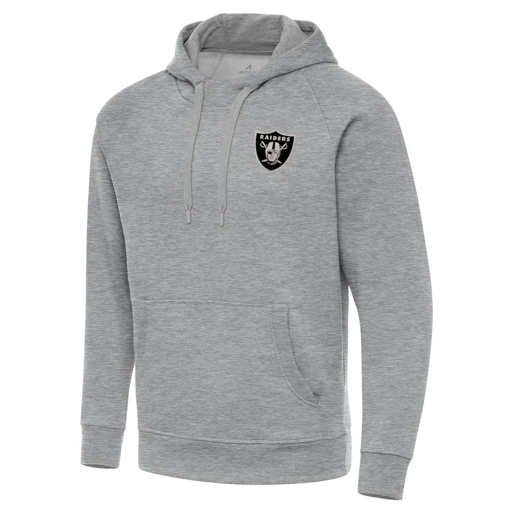 Las Vegas Raiders Antigua Brushed Carbon Victory Pullover Hoodie - Heather Gray Hoodies