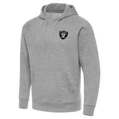 Las Vegas Raiders Antigua Brushed Carbon Victory Pullover Hoodie - Heather Gray Hoodies