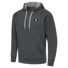 Las Vegas Raiders Antigua Brushed Carbon Victory Pullover Hoodie - Charcoal Hoodies
