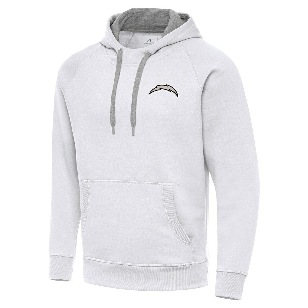 Los Angeles Chargers Antigua Brushed Carbon Victory Pullover Hoodie - White Hoodies