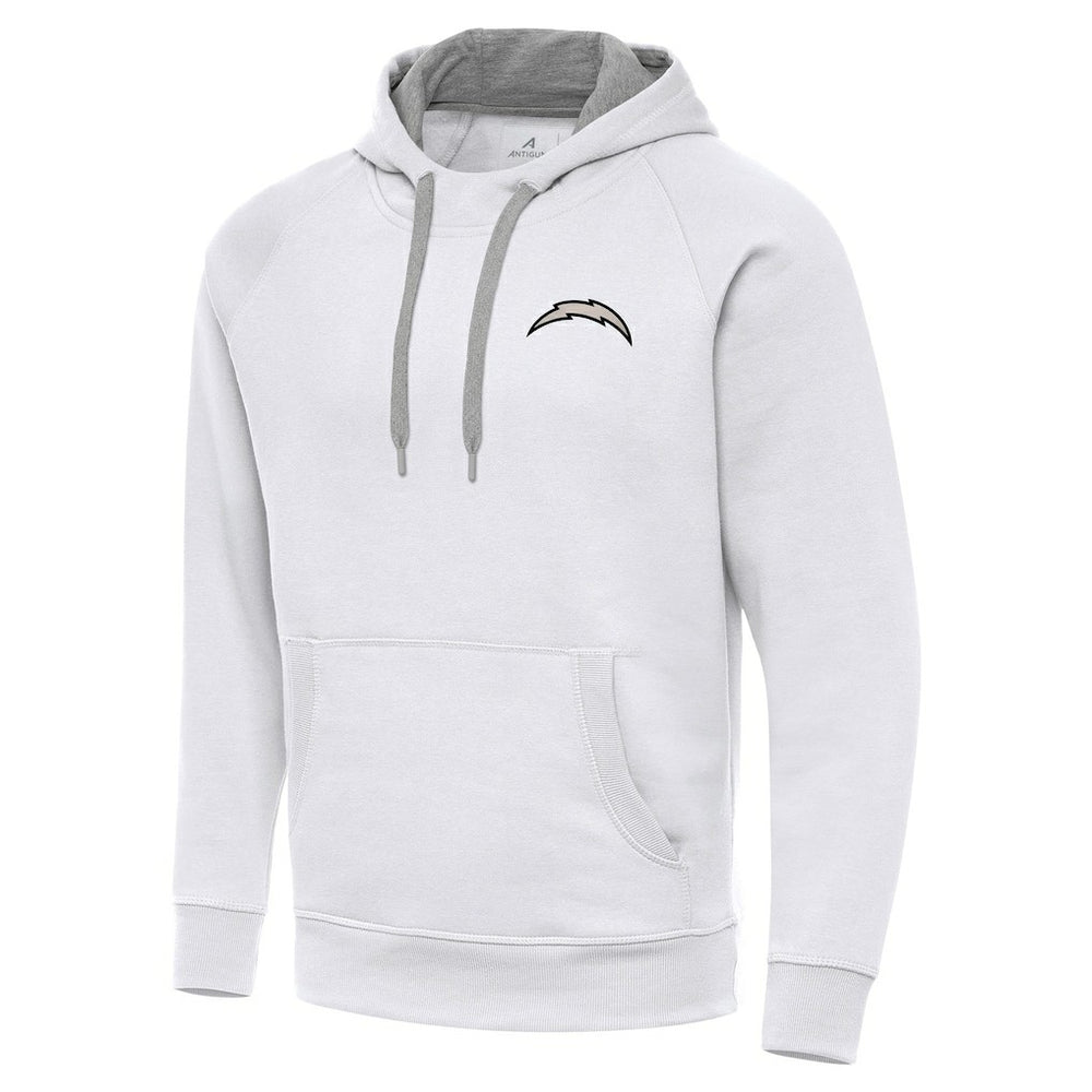 Los Angeles Chargers Antigua Brushed Carbon Victory Pullover Hoodie - White Hoodies