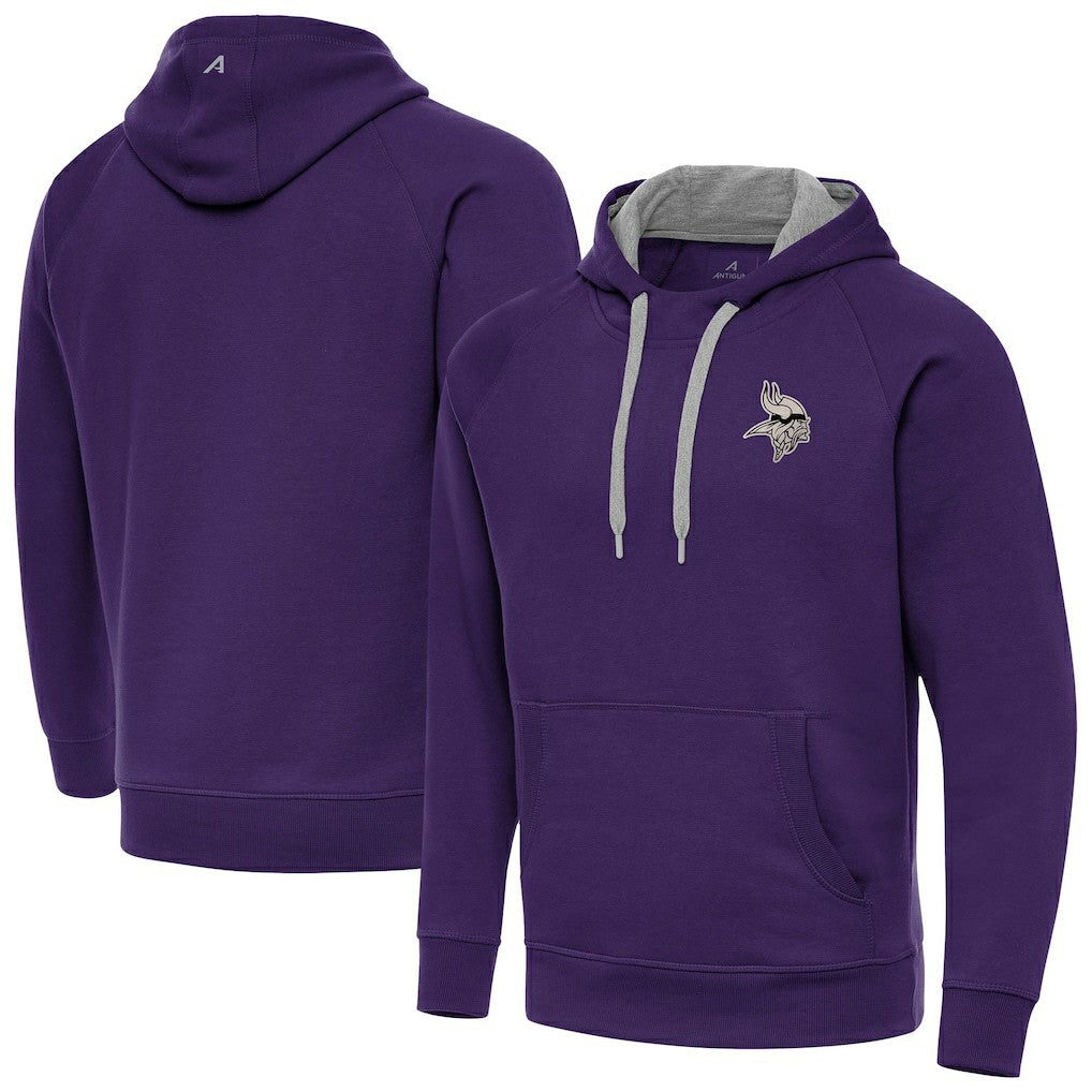 Minnesota Vikings Antigua Brushed Carbon Victory Pullover Hoodie - Purple Hoodies