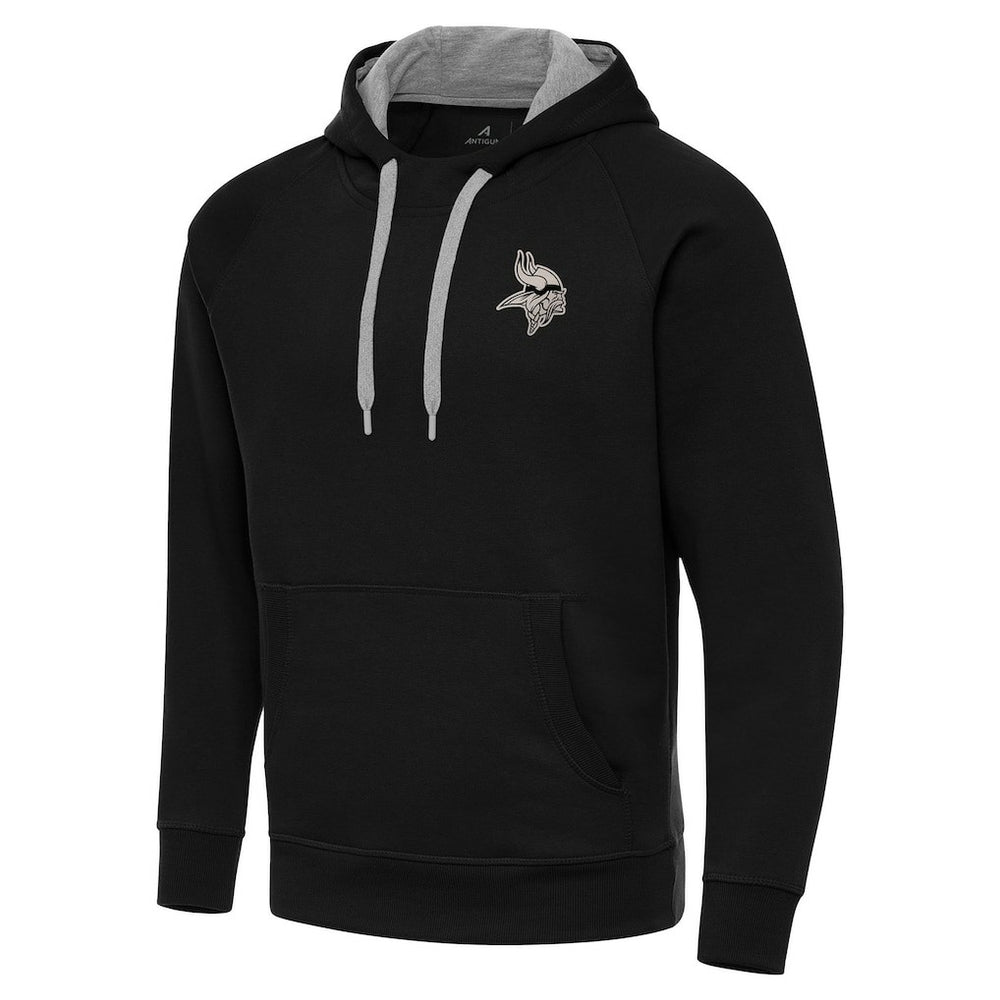 Minnesota Vikings Antigua Brushed Carbon Victory Pullover Hoodie - Black Hoodies