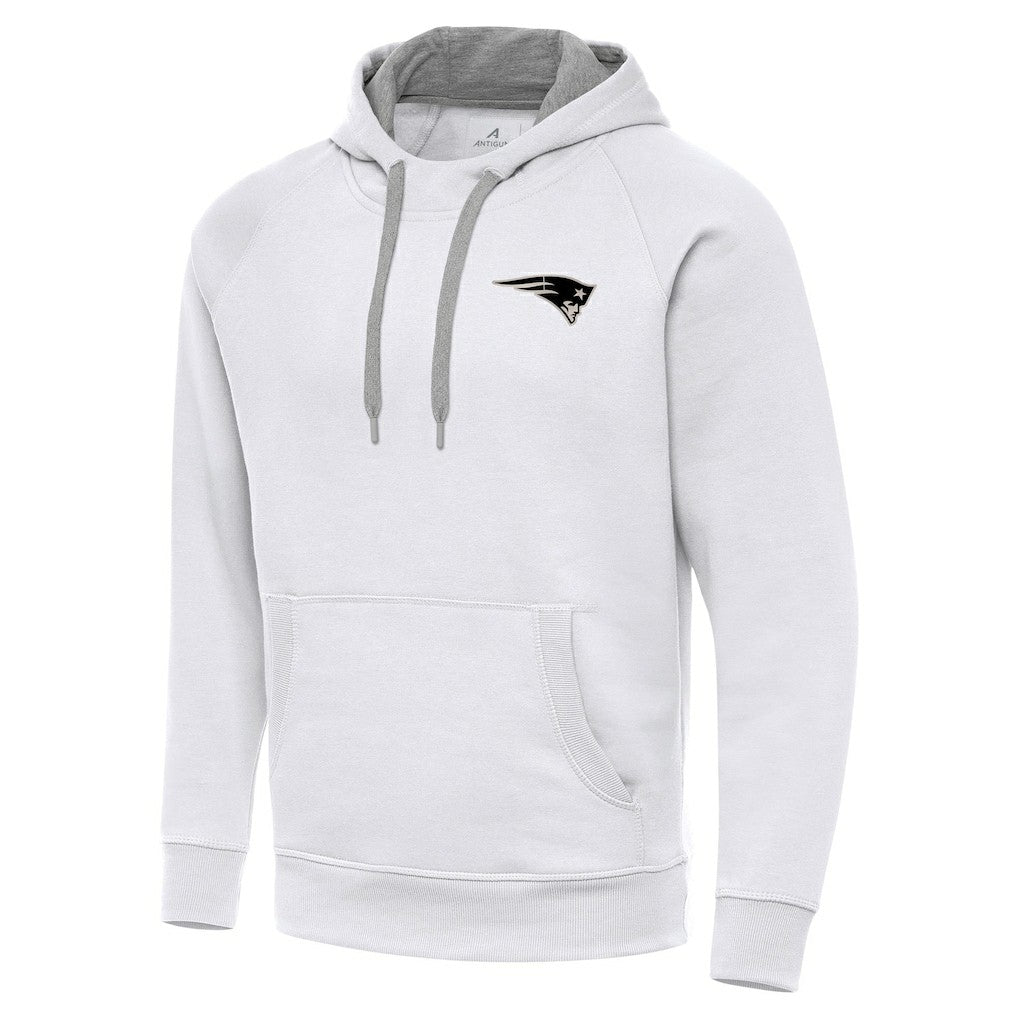New England Patriots Antigua Brushed Carbon Victory Pullover Hoodie - White Hoodies