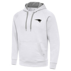 New England Patriots Antigua Brushed Carbon Victory Pullover Hoodie - White Hoodies