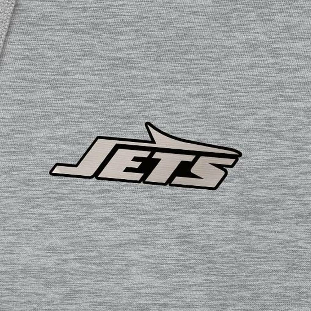 New York Jets Antigua Brushed Carbon Victory Pullover Hoodie - Heather Gray Hoodies