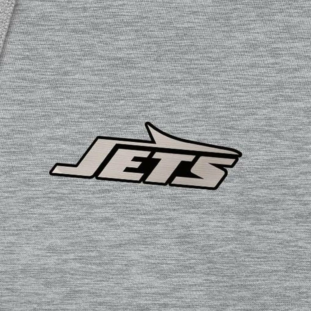New York Jets Antigua Brushed Carbon Victory Pullover Hoodie - Heather Gray Hoodies