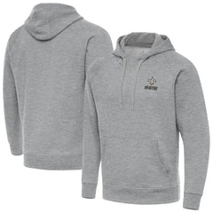 New Orleans Saints Antigua Brushed Carbon Victory Pullover Hoodie - Heather Gray Hoodies