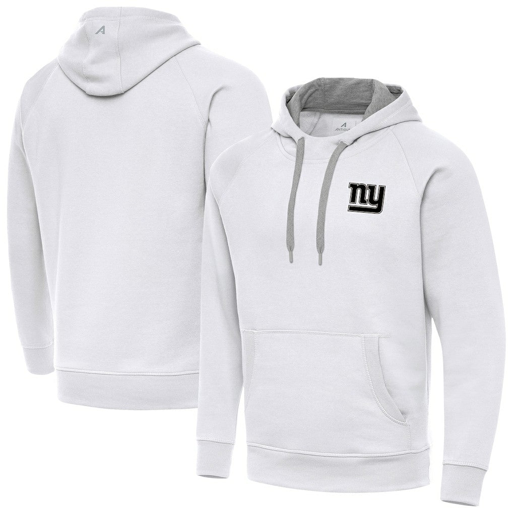 New York Giants Antigua Brushed Carbon Victory Pullover Hoodie - White Hoodies