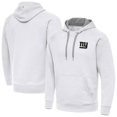 New York Giants Antigua Brushed Carbon Victory Pullover Hoodie - White Hoodies