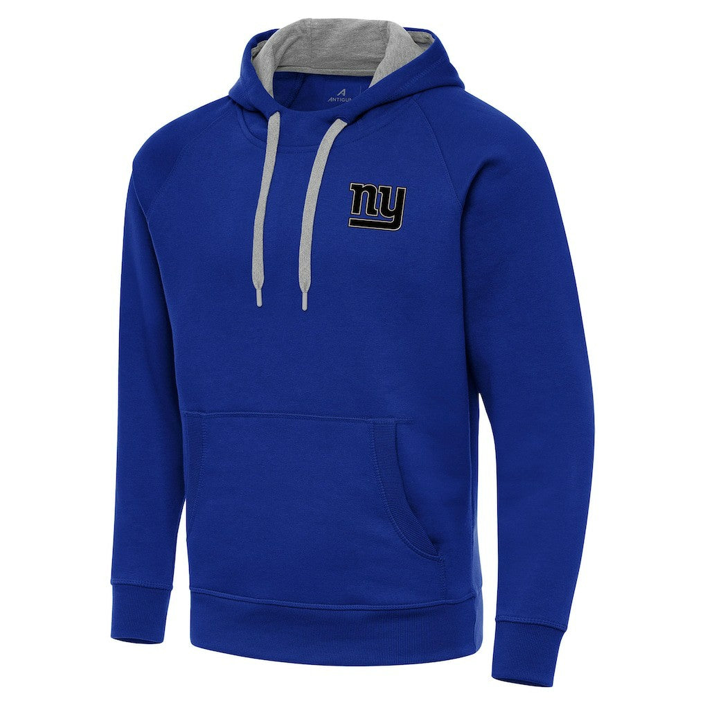 New York Giants Antigua Brushed Carbon Victory Pullover Hoodie - Royal Hoodies
