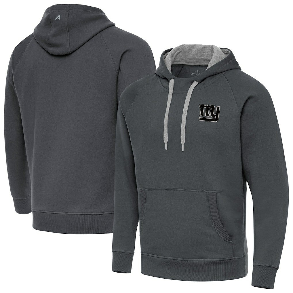 New York Giants Antigua Brushed Carbon Victory Pullover Hoodie - Charcoal Hoodies