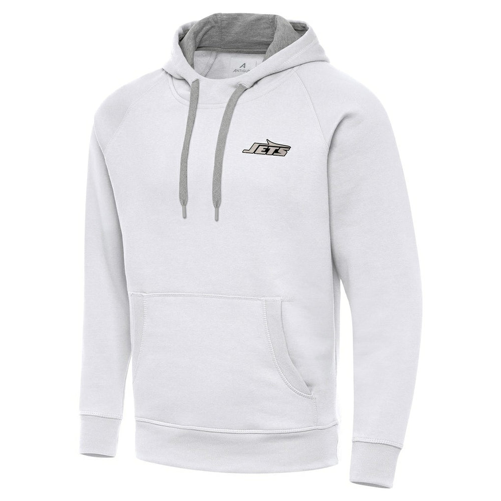 New York Jets Antigua Brushed Carbon Victory Pullover Hoodie - White Hoodies