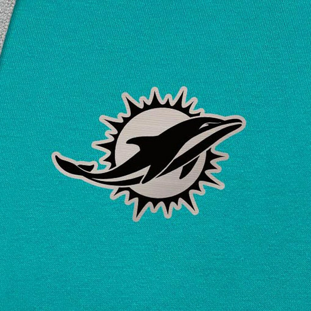 Miami Dolphins Antigua Brushed Carbon Victory Pullover Hoodie - Aqua Hoodies
