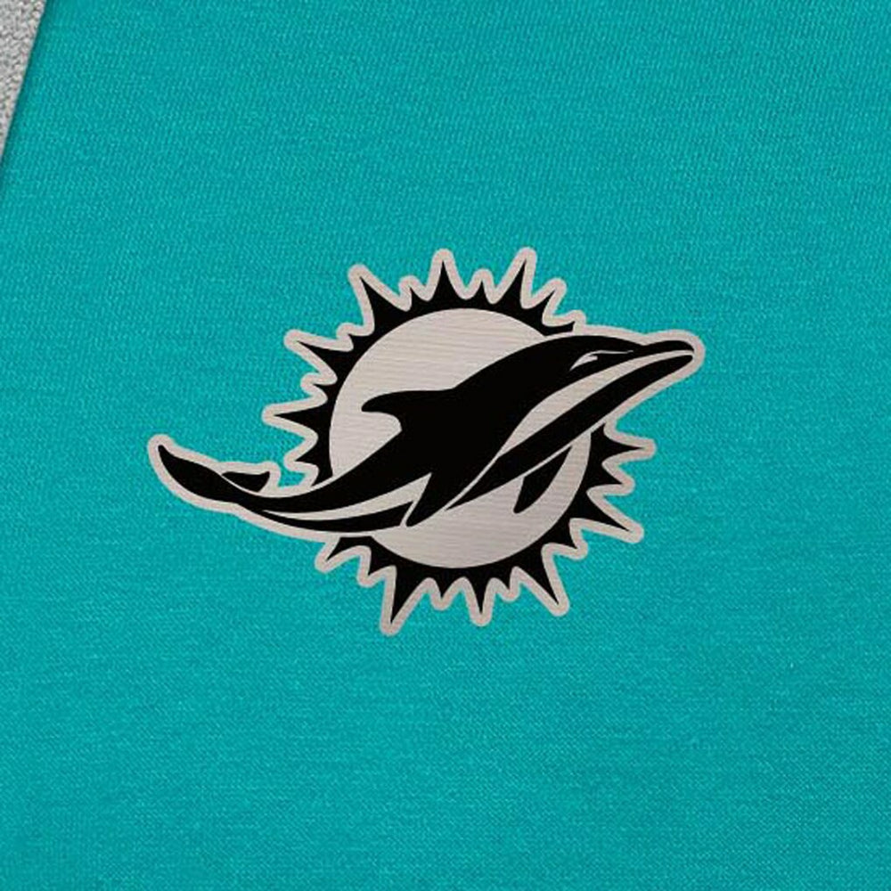 Miami Dolphins Antigua Brushed Carbon Victory Pullover Hoodie - Aqua Hoodies
