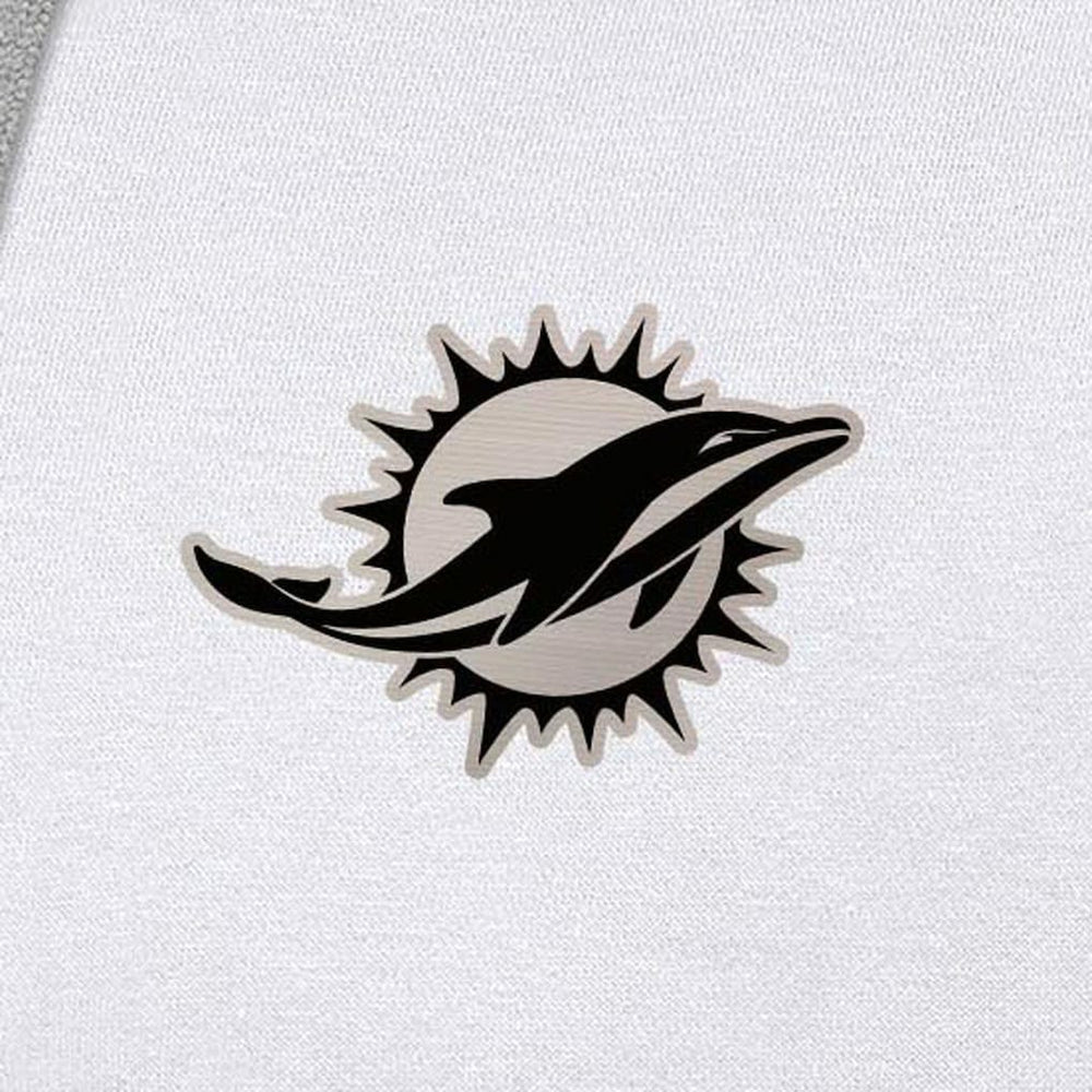 Miami Dolphins Antigua Brushed Carbon Victory Pullover Hoodie - White Hoodies