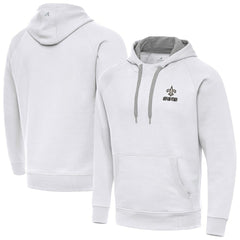 New Orleans Saints Antigua Brushed Carbon Victory Pullover Hoodie - White Hoodies
