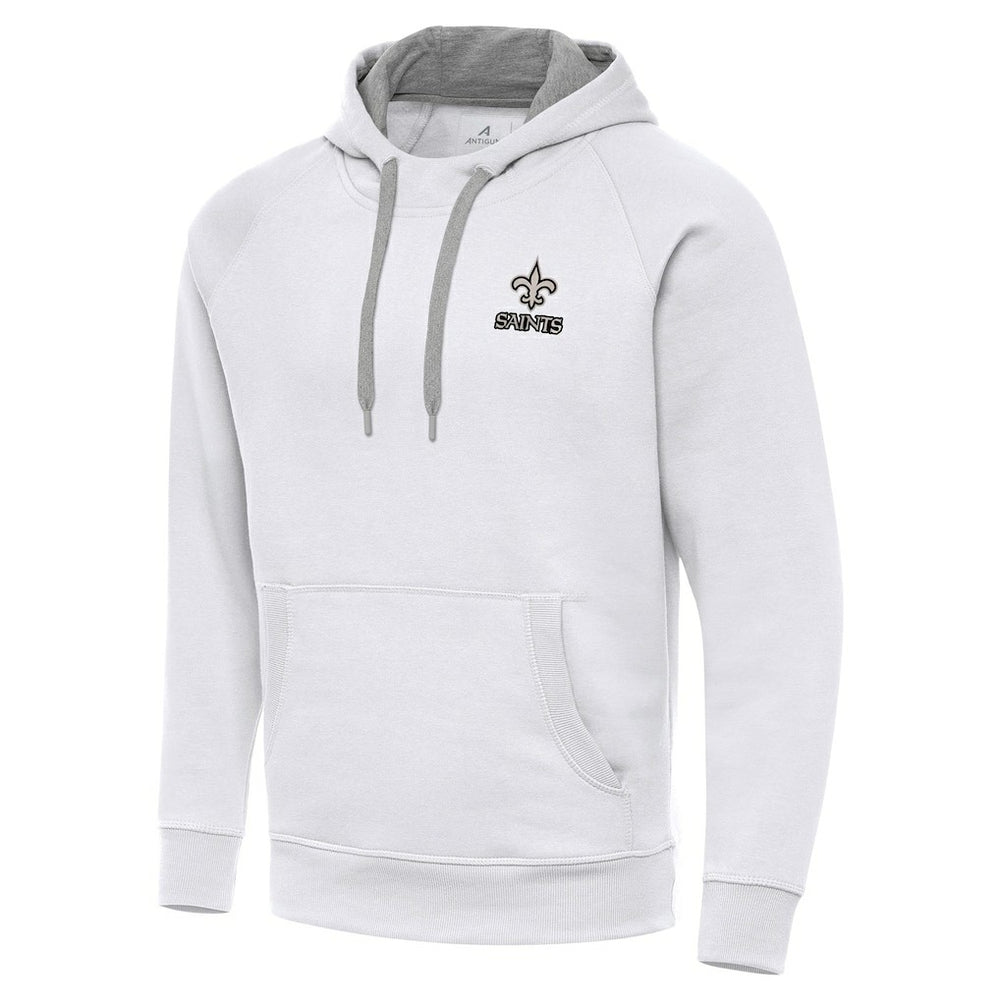 New Orleans Saints Antigua Brushed Carbon Victory Pullover Hoodie - White Hoodies