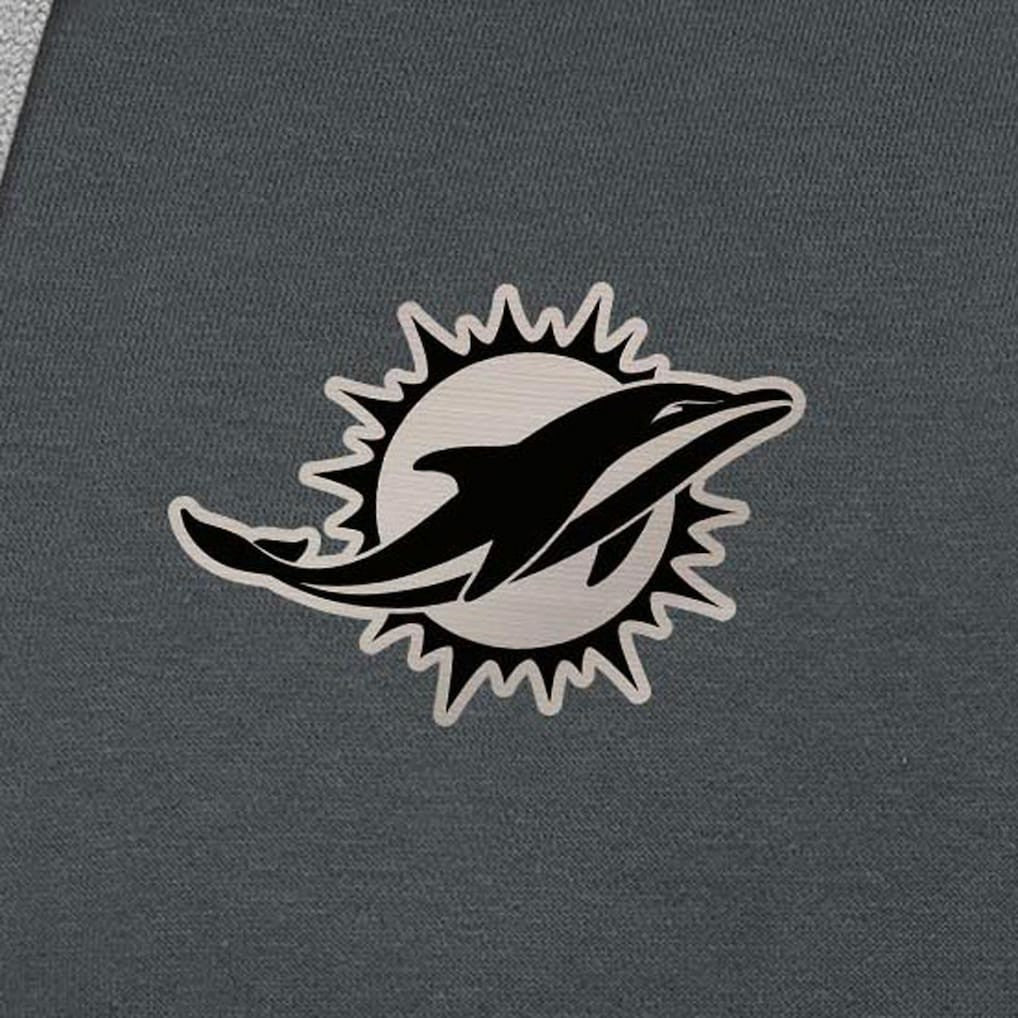 Miami Dolphins Antigua Brushed Carbon Victory Pullover Hoodie - Charcoal Hoodies