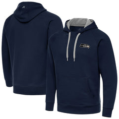 Seattle Seahawks Antigua Brushed Carbon Victory Pullover Hoodie - College Navy Hoodies