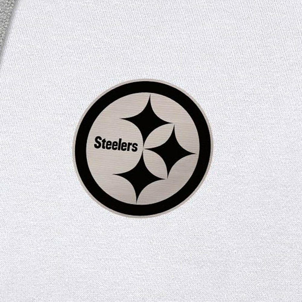 Pittsburgh Steelers Antigua Brushed Carbon Victory Pullover Hoodie - White Hoodies