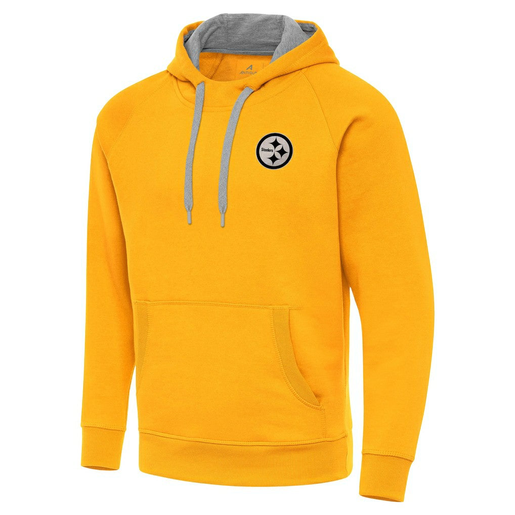 Pittsburgh Steelers Antigua Brushed Carbon Victory Pullover Hoodie - Gold Hoodies