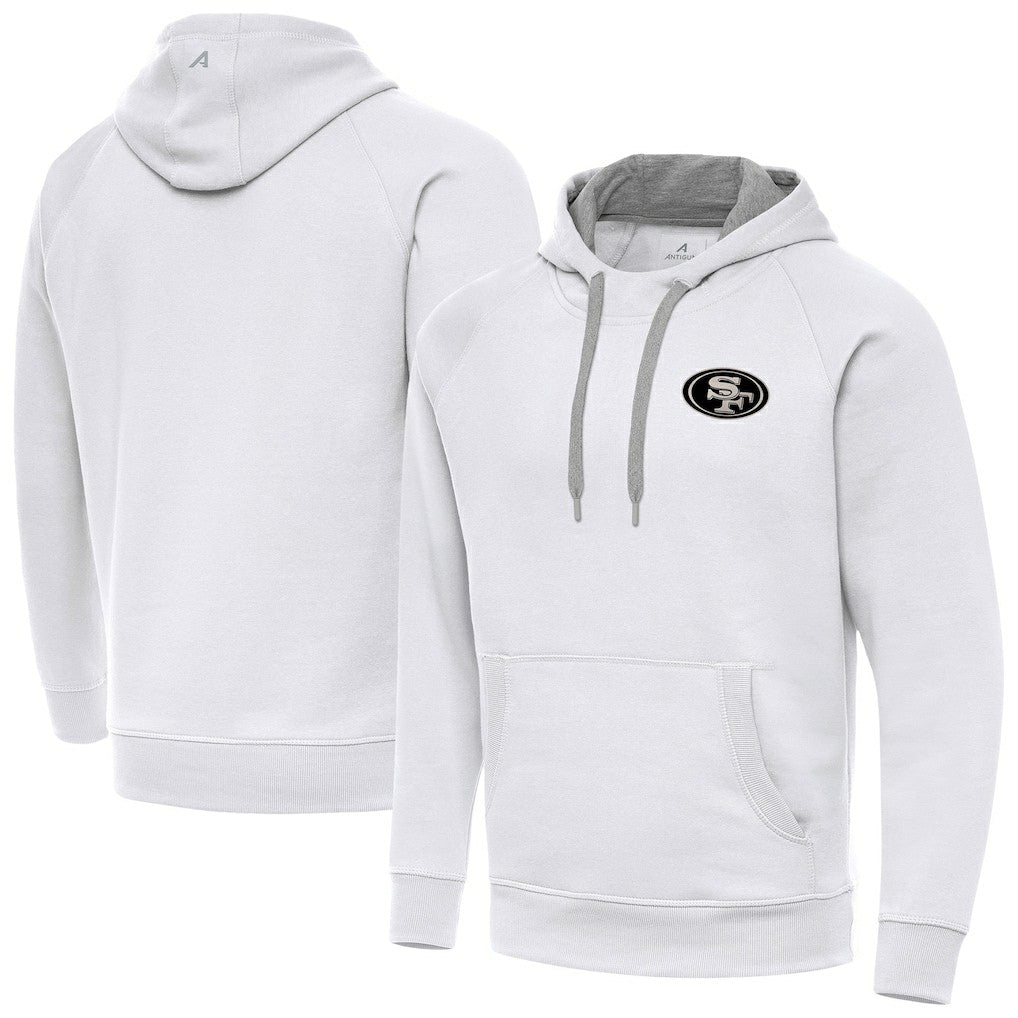 San Francisco 49ers Antigua Brushed Carbon Victory Pullover Hoodie - White Hoodies
