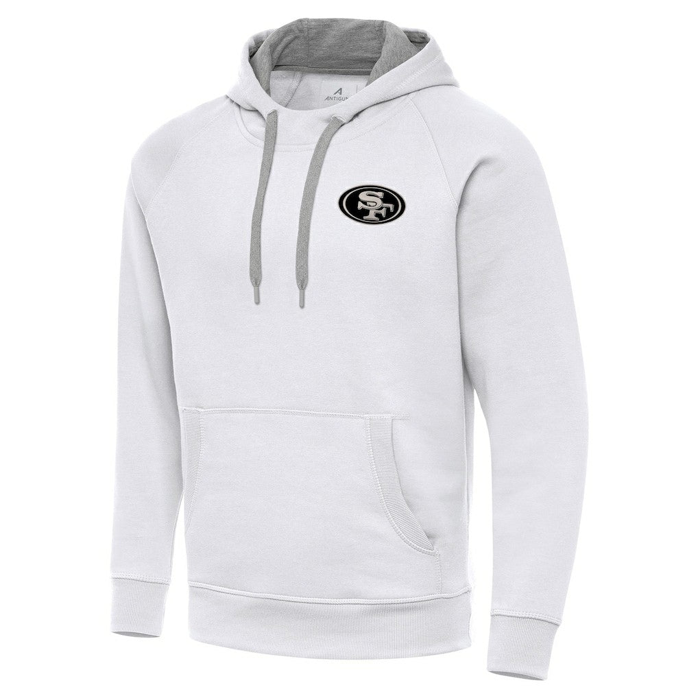 San Francisco 49ers Antigua Brushed Carbon Victory Pullover Hoodie - White Hoodies