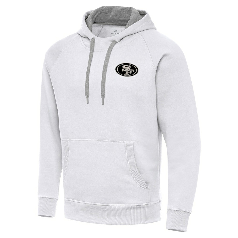 San Francisco 49ers Antigua Brushed Carbon Victory Pullover Hoodie - White Hoodies