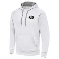San Francisco 49ers Antigua Brushed Carbon Victory Pullover Hoodie - White Hoodies