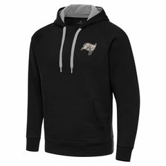 Tampa Bay Buccaneers Antigua Brushed Carbon Victory Pullover Hoodie - Black Hoodies