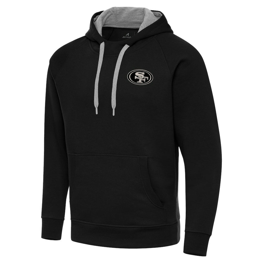 San Francisco 49ers Antigua Brushed Carbon Victory Pullover Hoodie - Black Hoodies