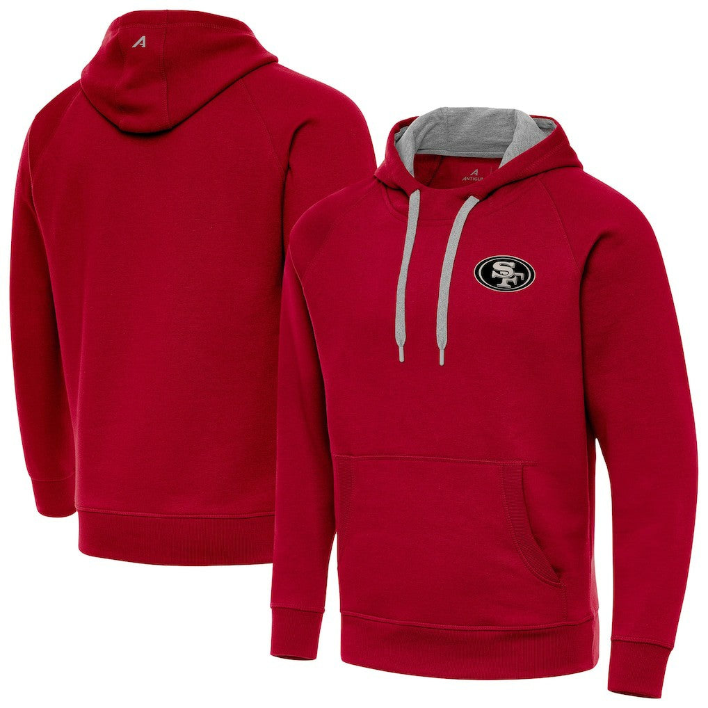 San Francisco 49ers Antigua Brushed Carbon Victory Pullover Hoodie - Scarlet Hoodies
