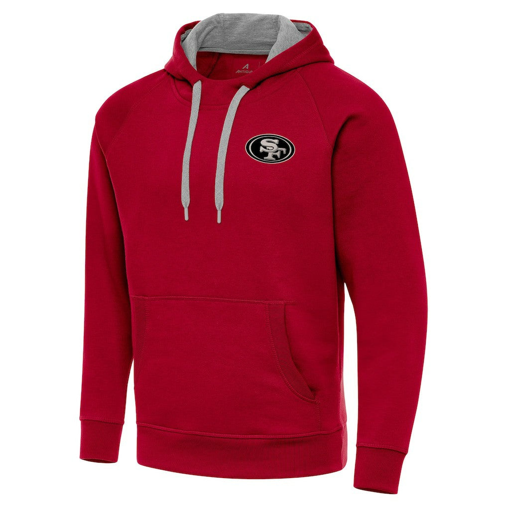 San Francisco 49ers Antigua Brushed Carbon Victory Pullover Hoodie - Scarlet Hoodies