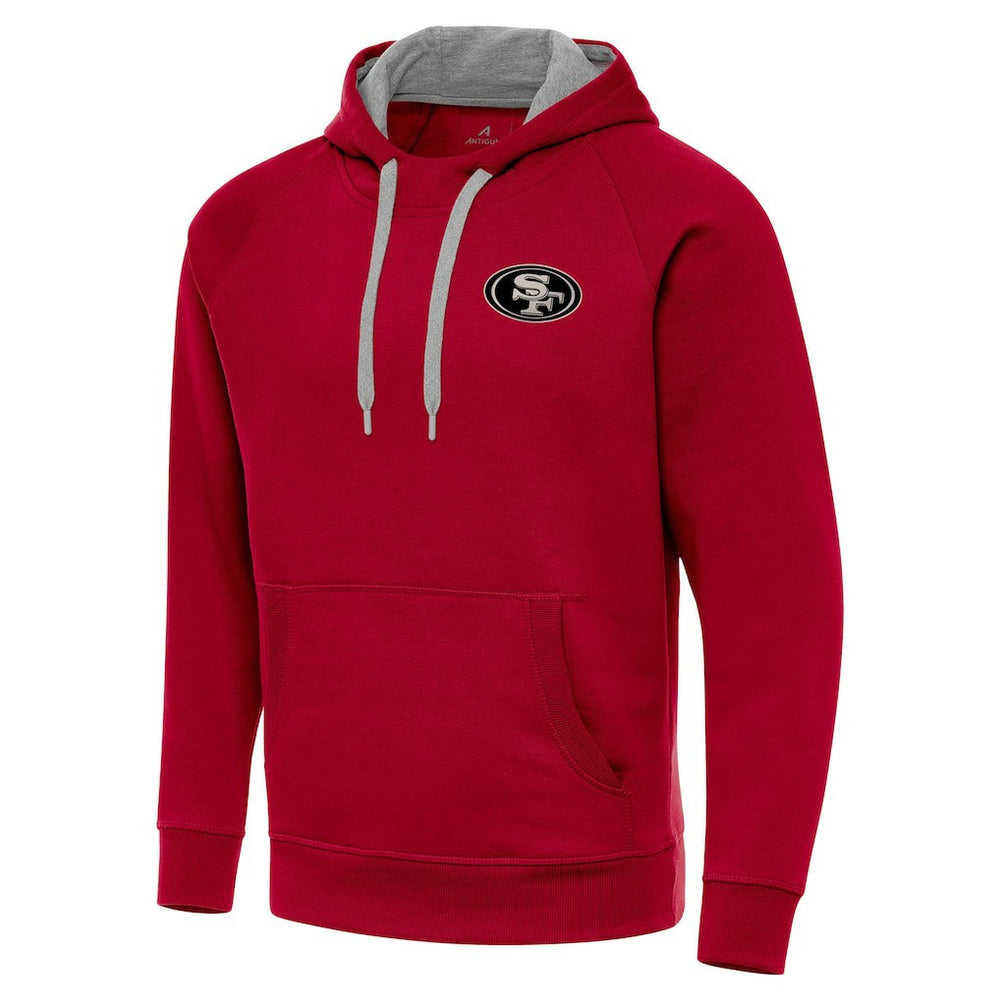 San Francisco 49ers Antigua Brushed Carbon Victory Pullover Hoodie - Scarlet Hoodies