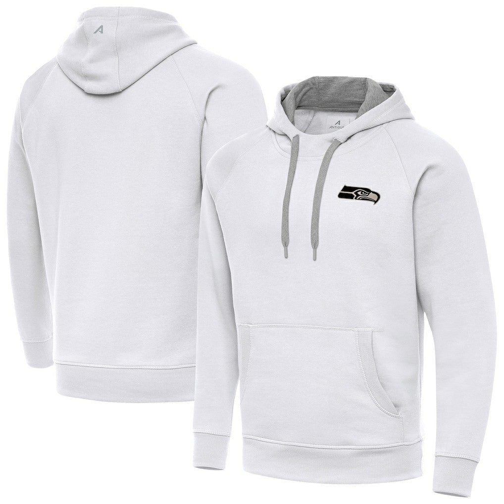 Seattle Seahawks Antigua Brushed Carbon Victory Pullover Hoodie - White Hoodies