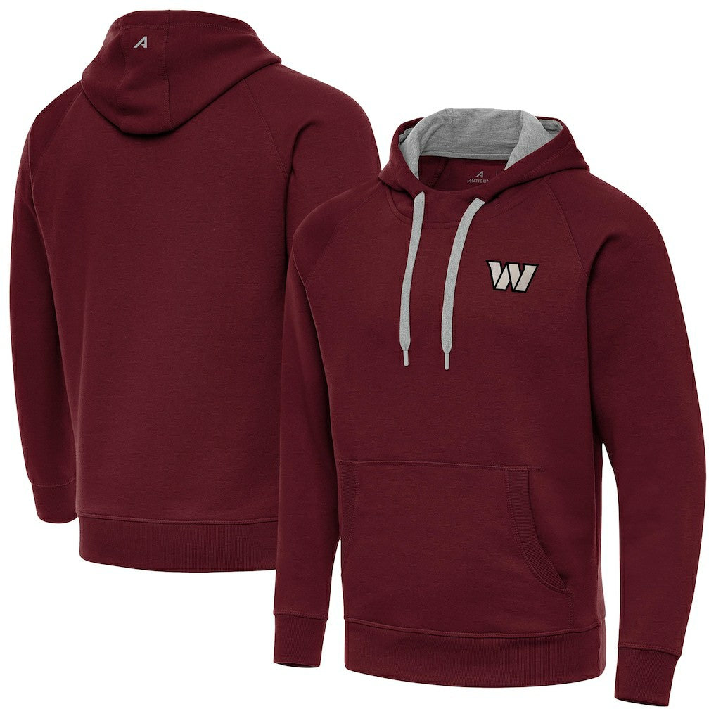 Washington Commanders Antigua Brushed Carbon Victory Pullover Hoodie - Burgundy Hoodies