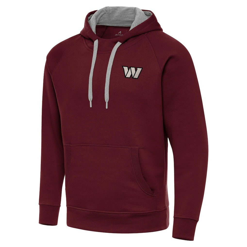 Washington Commanders Antigua Brushed Carbon Victory Pullover Hoodie - Burgundy Hoodies
