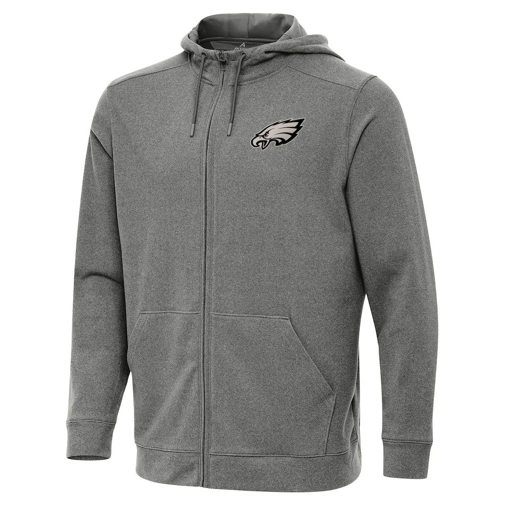 Philadelphia Eagles Antigua Effortless Full-Zip Hoodie Jacket - Heather Black Hoodies