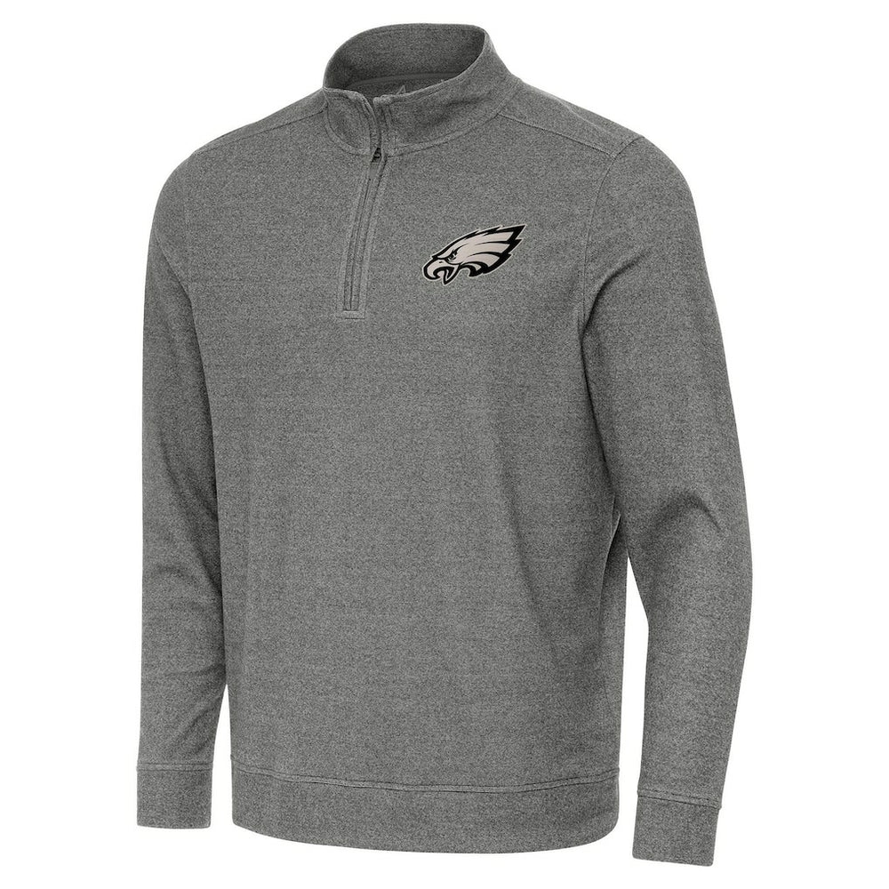 Philadelphia Eagles Antigua Subtle Quarter-Zip Sweatshirt - Heather Black Sweatshirts